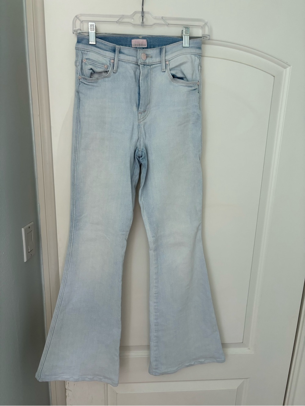 MOTHER Light Blue Flare Jeans - Pale Wash Wide Leg